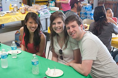 Audrey Su, dental student mentee (left), with classmate Collin Burns (right) and his wife, Audrey Burns