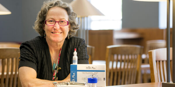 Dr. Lynne Opperman in the Baylor Health Sciences Library in Dallas