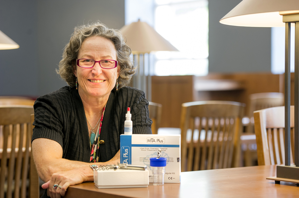 Dr. Lynne Opperman in the Baylor Health Sciences Library in Dallas