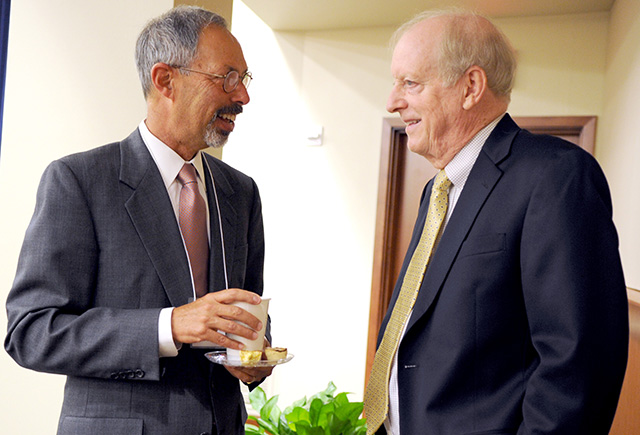 Dr. Lawrence Wolinsky, TAMBCD dean, left and Cole, dean emeritus