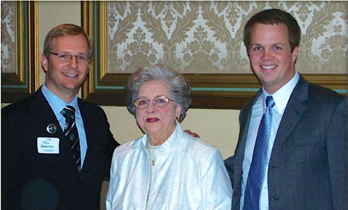 Betty Scott, center, with Dr. Todd Baumann and Dr. Jonathan Oudin