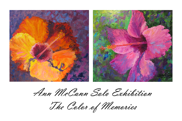 Flower images on an art show postcard