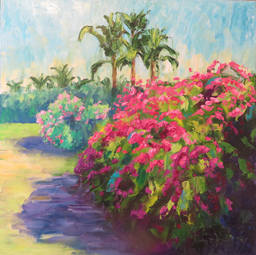 "Bougainvillea," photographed while on vacation at Sanibel Island, Florida, and later painted at home in Dallas.