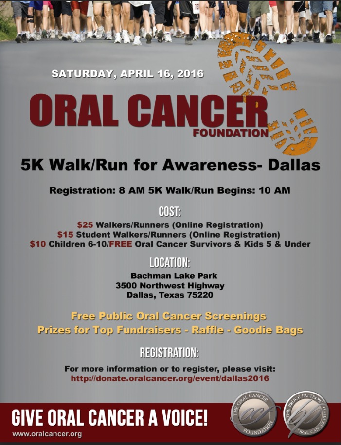 Flyer with details on Oral Cancer Foundation 5K Walk/Run