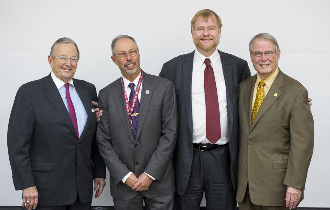 L to R: Robert Bigham; Dean Lawrence Wolinsky; Dr. Thomas Diekwisch; and Dr. Frank Eggleston.