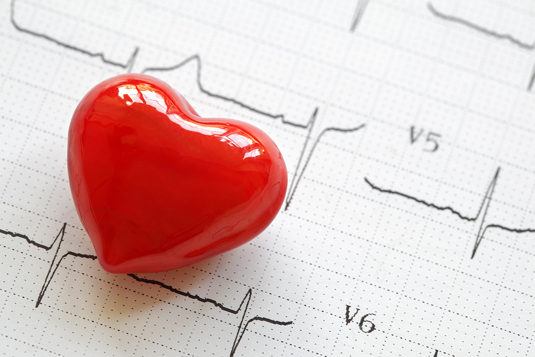 Cardiogram pulse trace and heart concept for cardiovascular medical exam