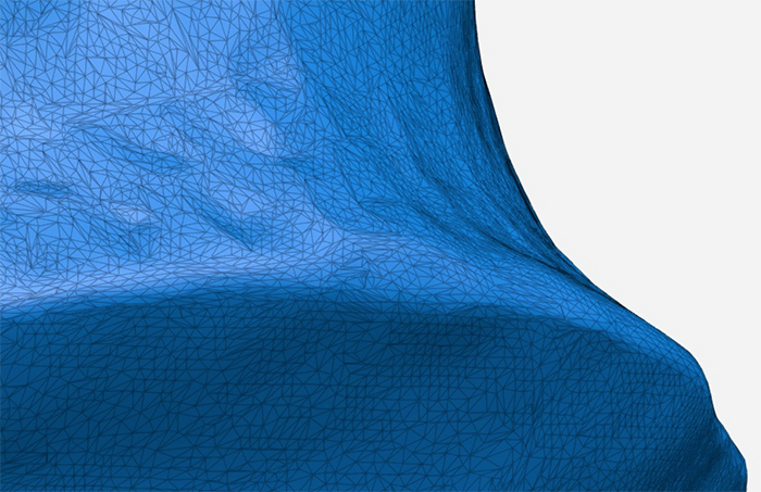 A 3D surface representation of one of the dental crown samples used in the study.