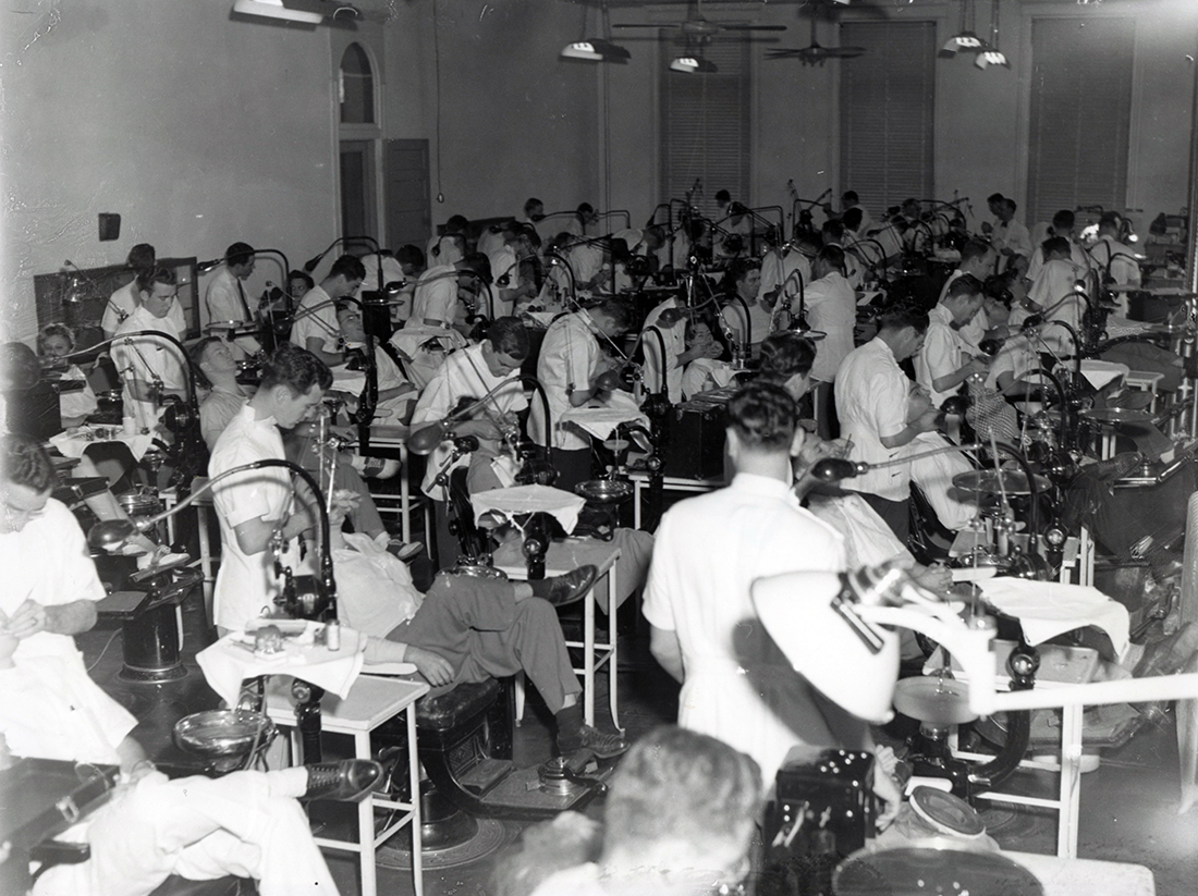The clinic's crowded quarters, circa 1940s